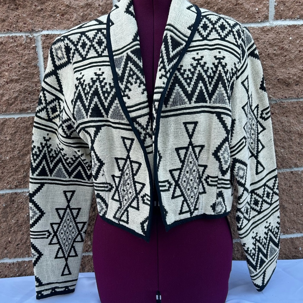 Black and Cream Patterned Women's Sweater